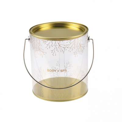 food grade clear pvc pail gallon bucket with tin lid  candy chocolate pvc plastic box